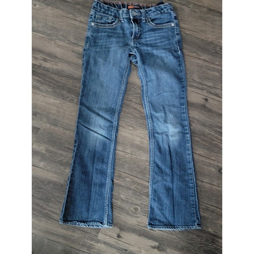 Levis Girls Bootcut Jeans Medium Wash Blue Denim Flap Pocket Size 10 Regular